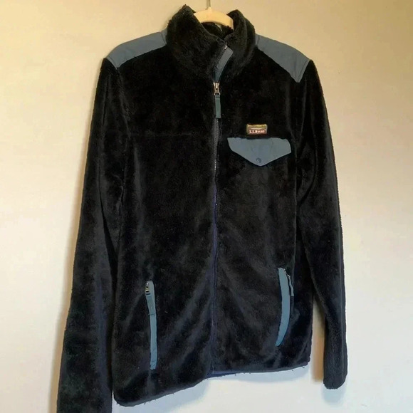 L.L. Bean teal  navy fleece full zip jacket - Picture 2 of 6